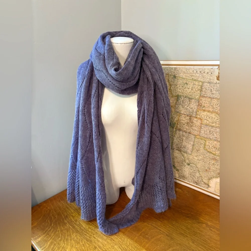 Nardi & Tagliaferri Luxury Mohair Wool Blend Scarf 28”x 84” Shawl Wrap - Picture 6 of 16